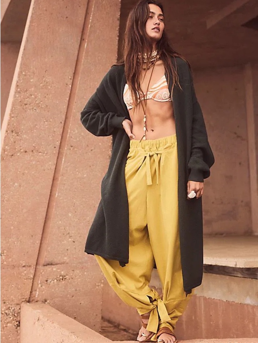 Free People Hailee Convertible Cardigan Long Black